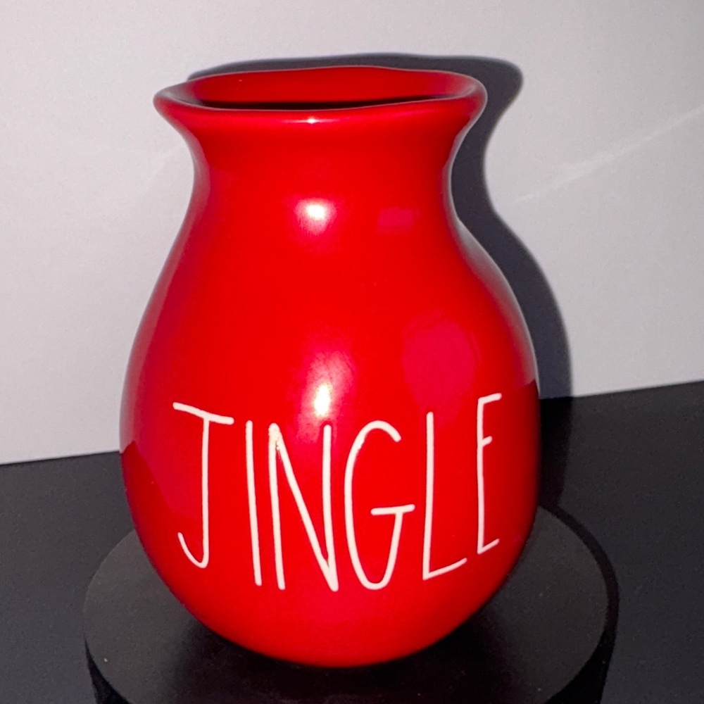 Rae Dunn Red Artisan Collection Vase JINGLE Writing By Magenta Christmas